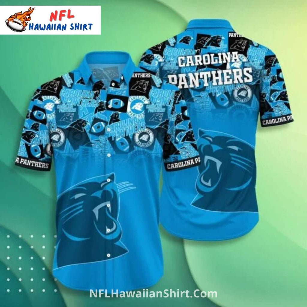 Carolina Panthers Blue Collage Button-Up Shirt