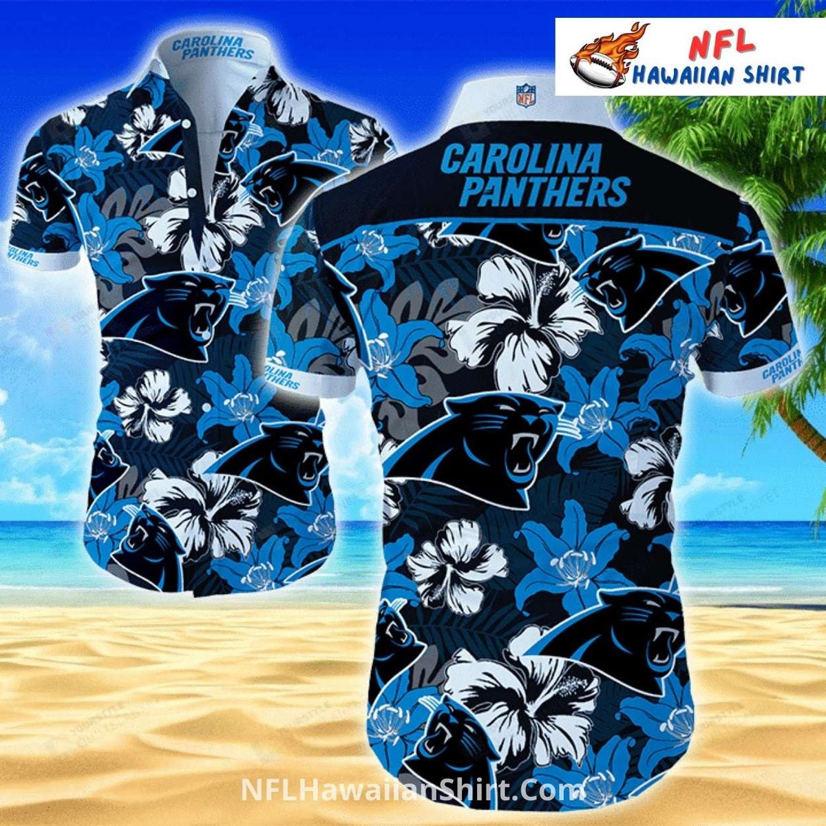 Carolina Panthers Floral Beach Pattern Hawaiian Shirt