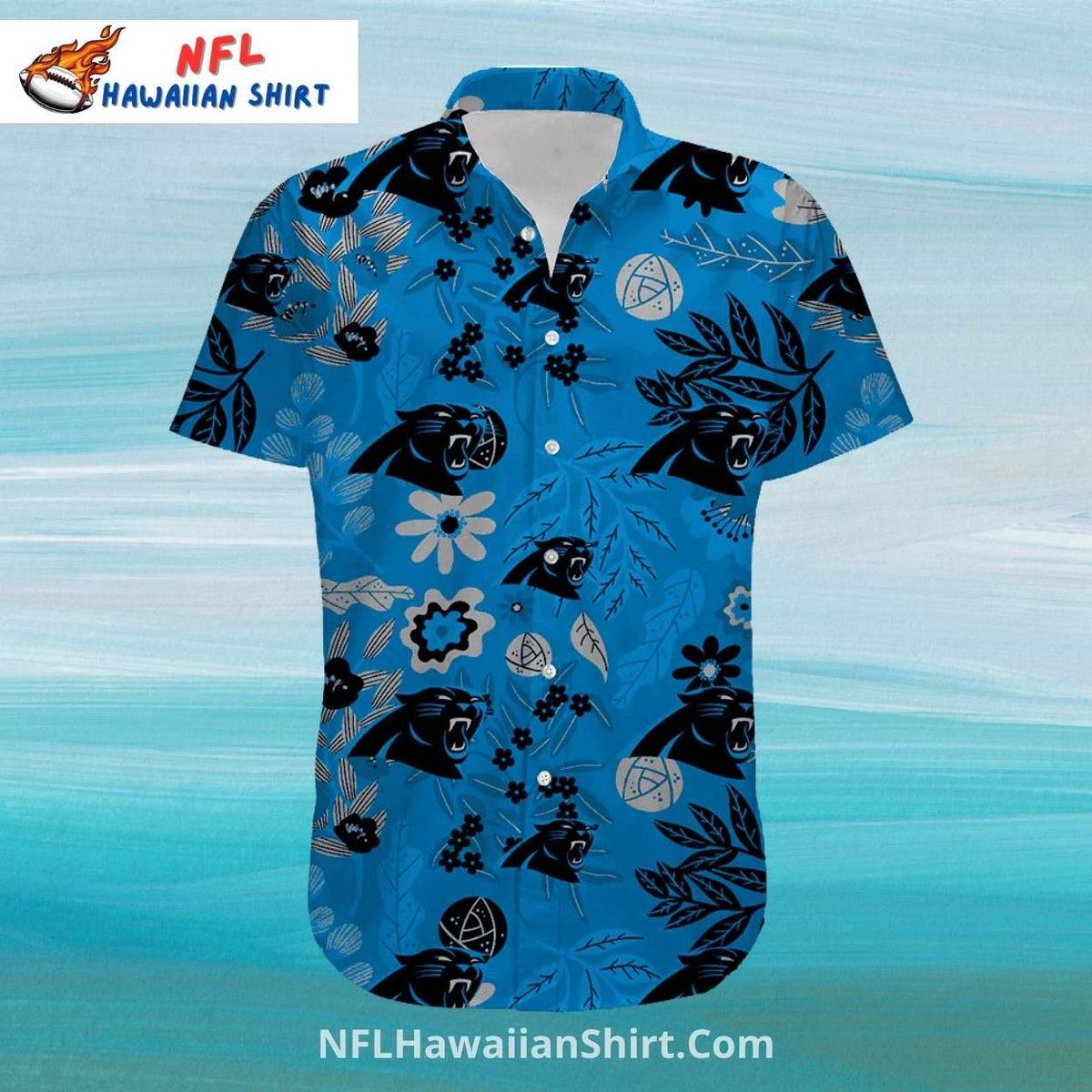 Carolina Panthers Hawaiian Shirt Blue Floral Retro Pattern