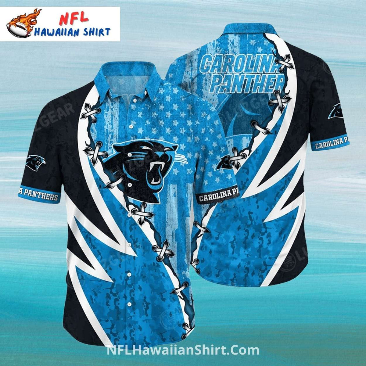 Carolina Panthers Hawaiian Shirt Lightning And Stars Graphics