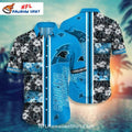 Carolina Panthers Hawaiian Shirt Striped Floral Patchwork Style