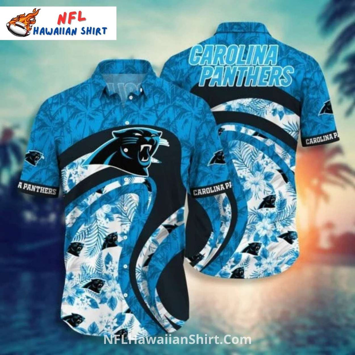 Carolina Panthers Wave Pattern Hawaiian Shirt