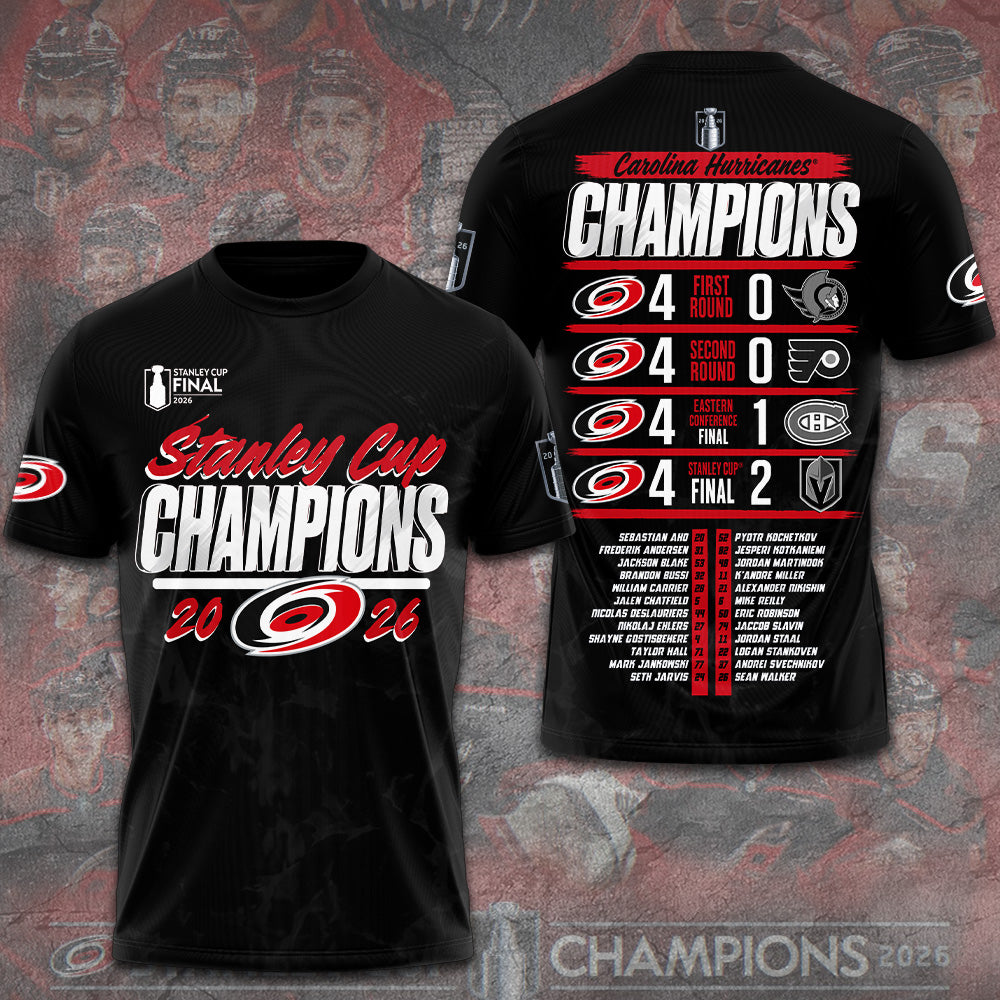 Carolina Hurricanes 2026 Stanley Cup Champions 3D Apparel – GNE7196
