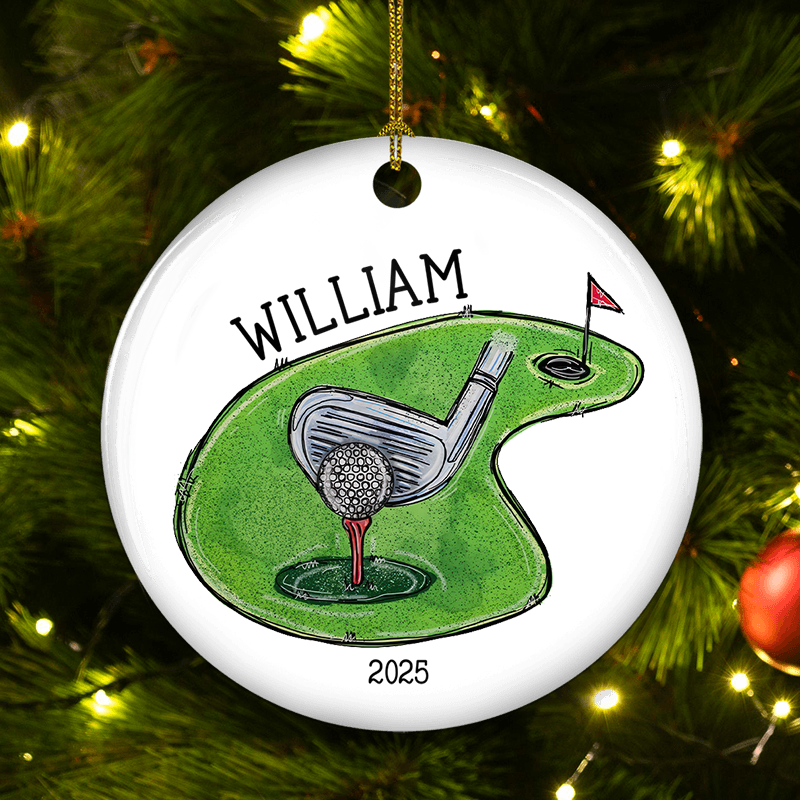 Golfer Daddy Dad Christmas Ornament - Personalized Custom Ceramic Ornament - Christmas Gift For Golf Lovers