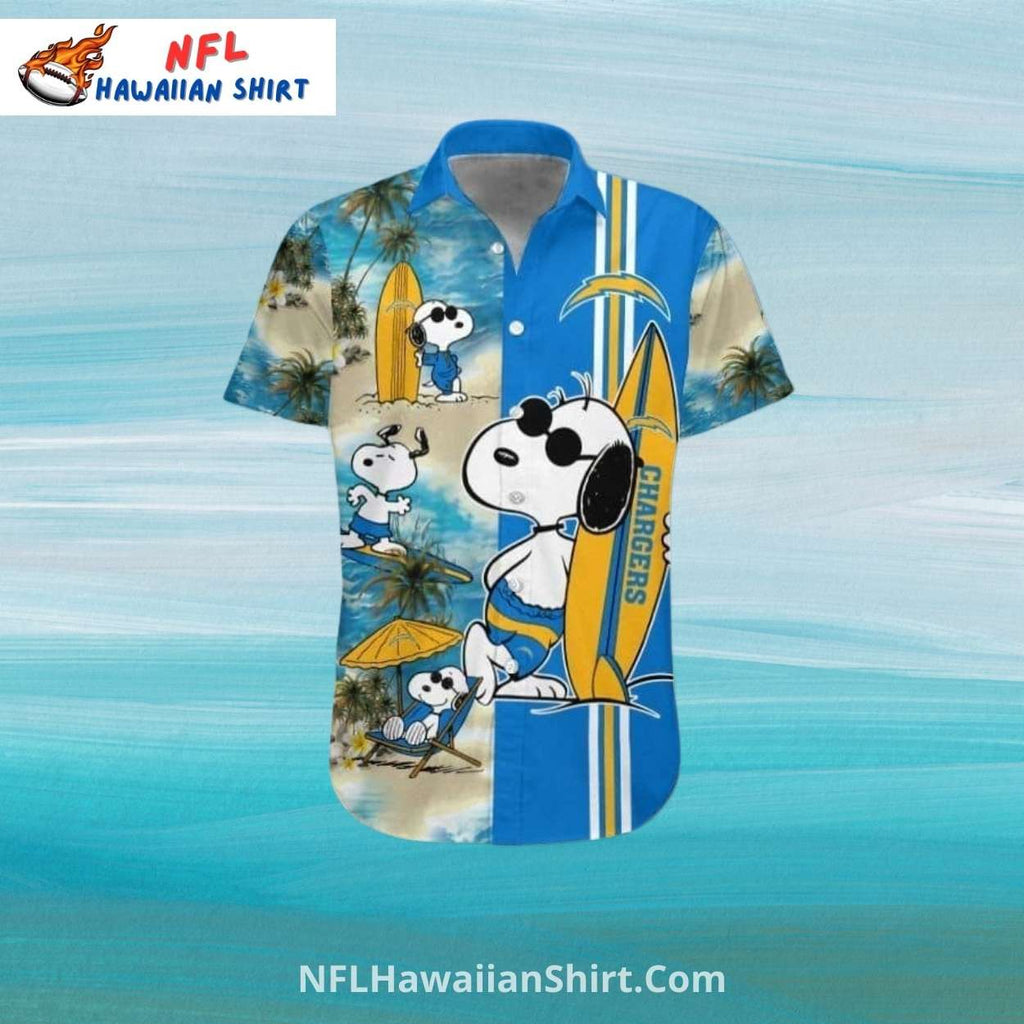 Chargers Hawaiian Shirt featuring Snoopy And Surfboard Theme