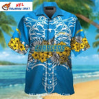 Chargers Skeleton Ribcage Floral Hawaiian Shirt
