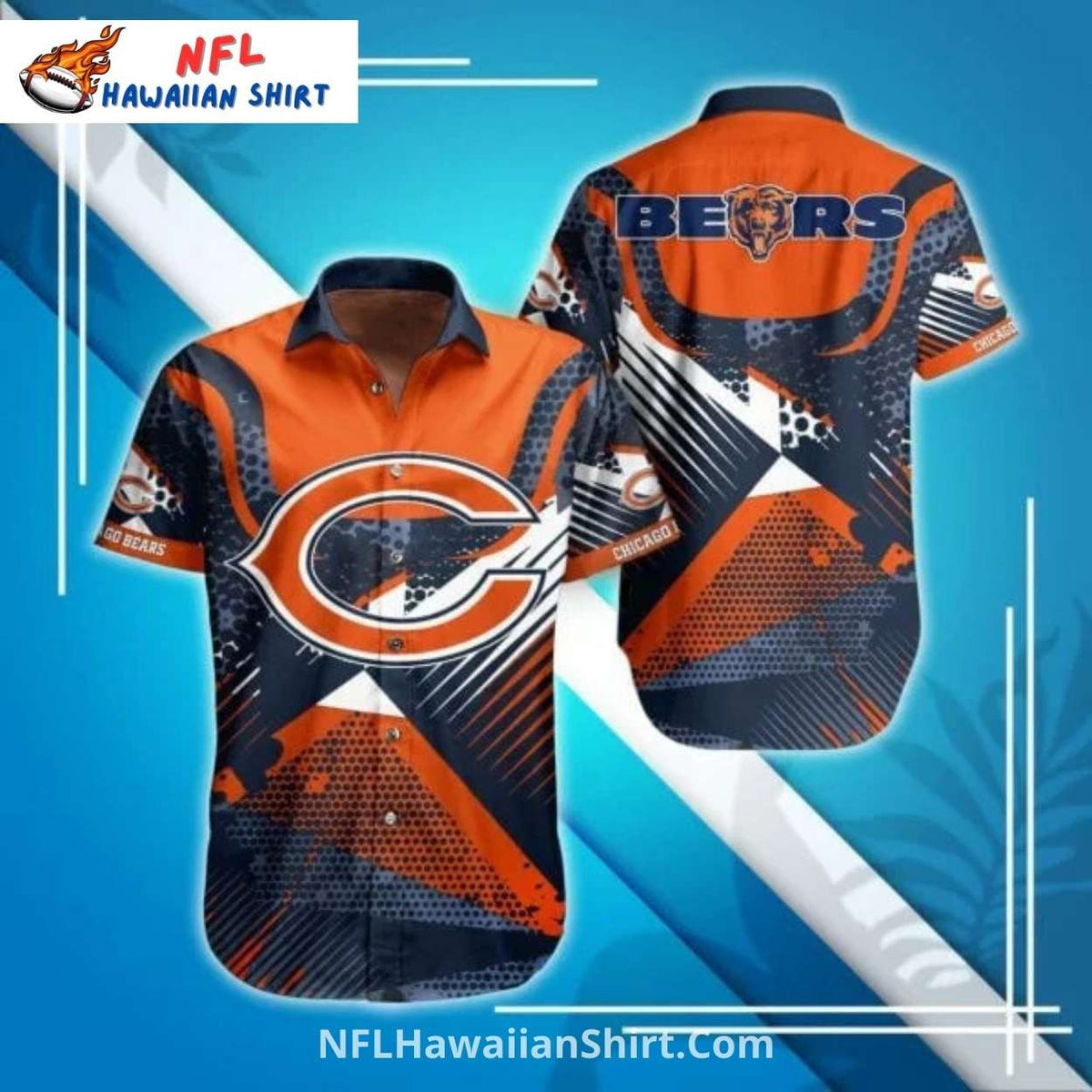 Chicago Bears Aloha Shirt With Geometric And Logo Design