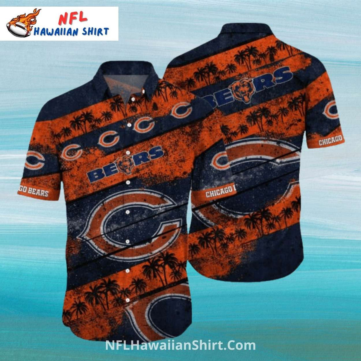Chicago Bears Aloha Shirt With Palm Tree And Vintage Look