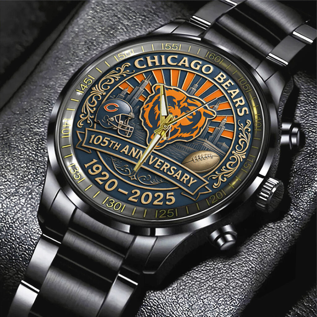 Chicago Bears Black Stainless Steel Watch - TANTN16809