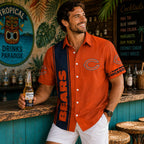 Chicago Bears Bold Striped Team Logo Hawaiian Shirt