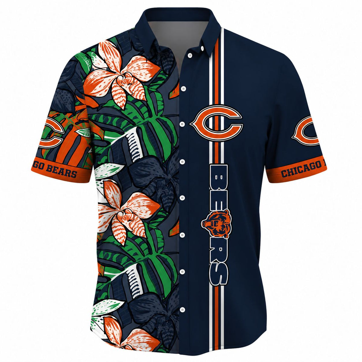 Chicago Bears Botanical Blitz Hawaiian Shirt