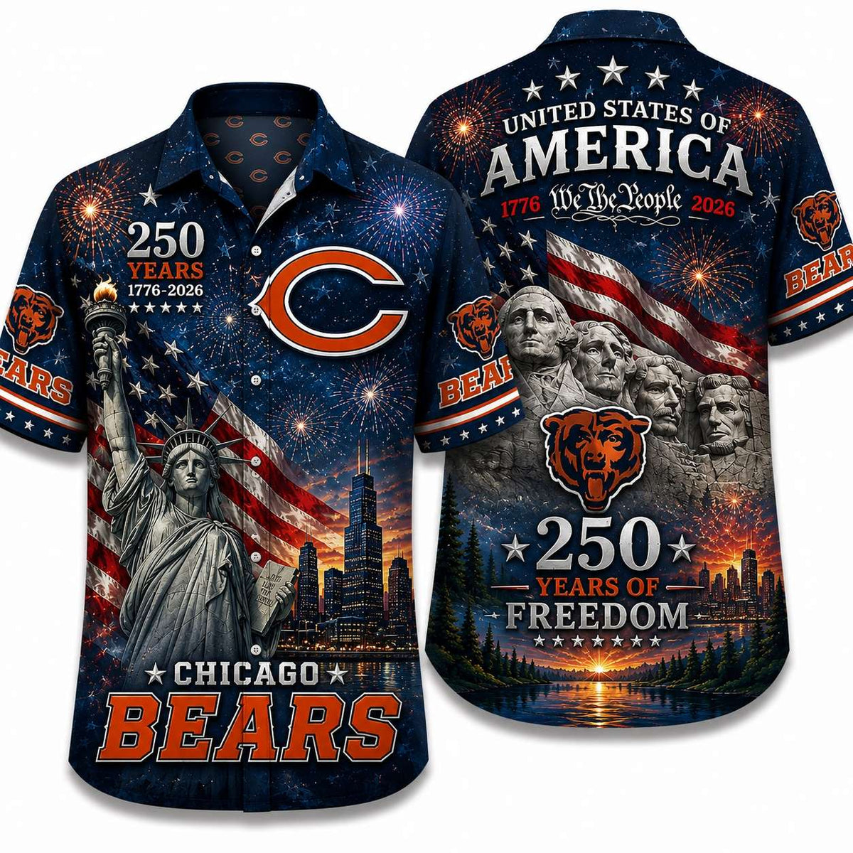 Chicago Bears Midnight America 250 Hawaiian Shirt