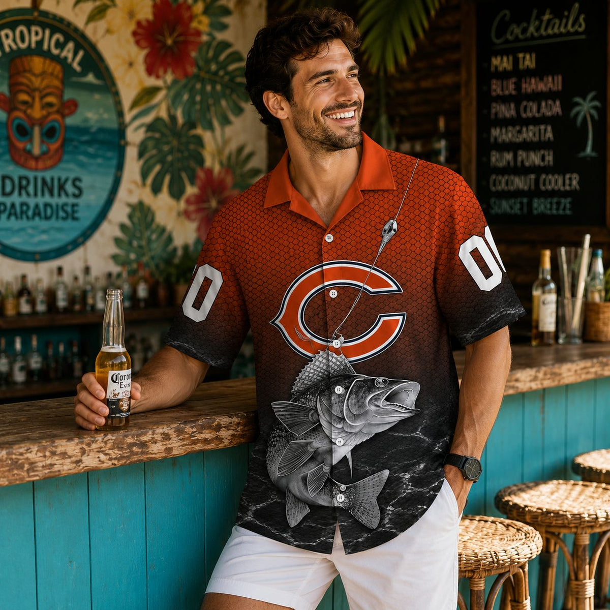Chicago Bears Fisherman Personalized Hawaiian Shirt