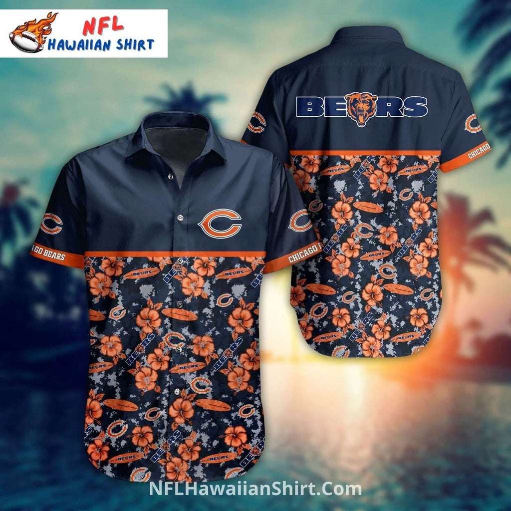 Chicago Bears Floral Aloha Shirt With Team Logo