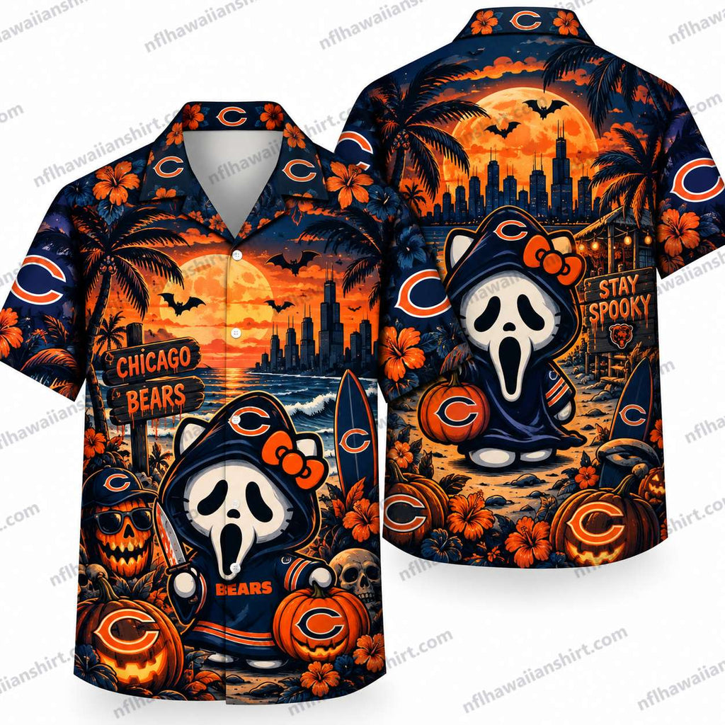 Chicago Bears Ghostface Graveyard Halloween Hawaiian Shirt