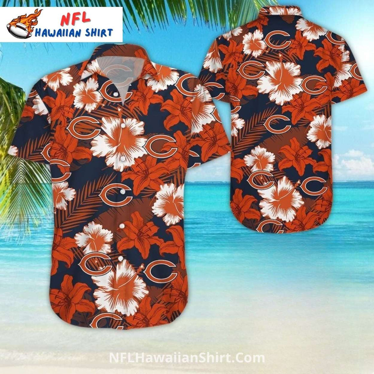 Chicago Bears Hawaiian Set With Tropical Floral Print