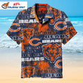 Chicago Bears Hawaiian Shirt With All-Over Bold Logo Print