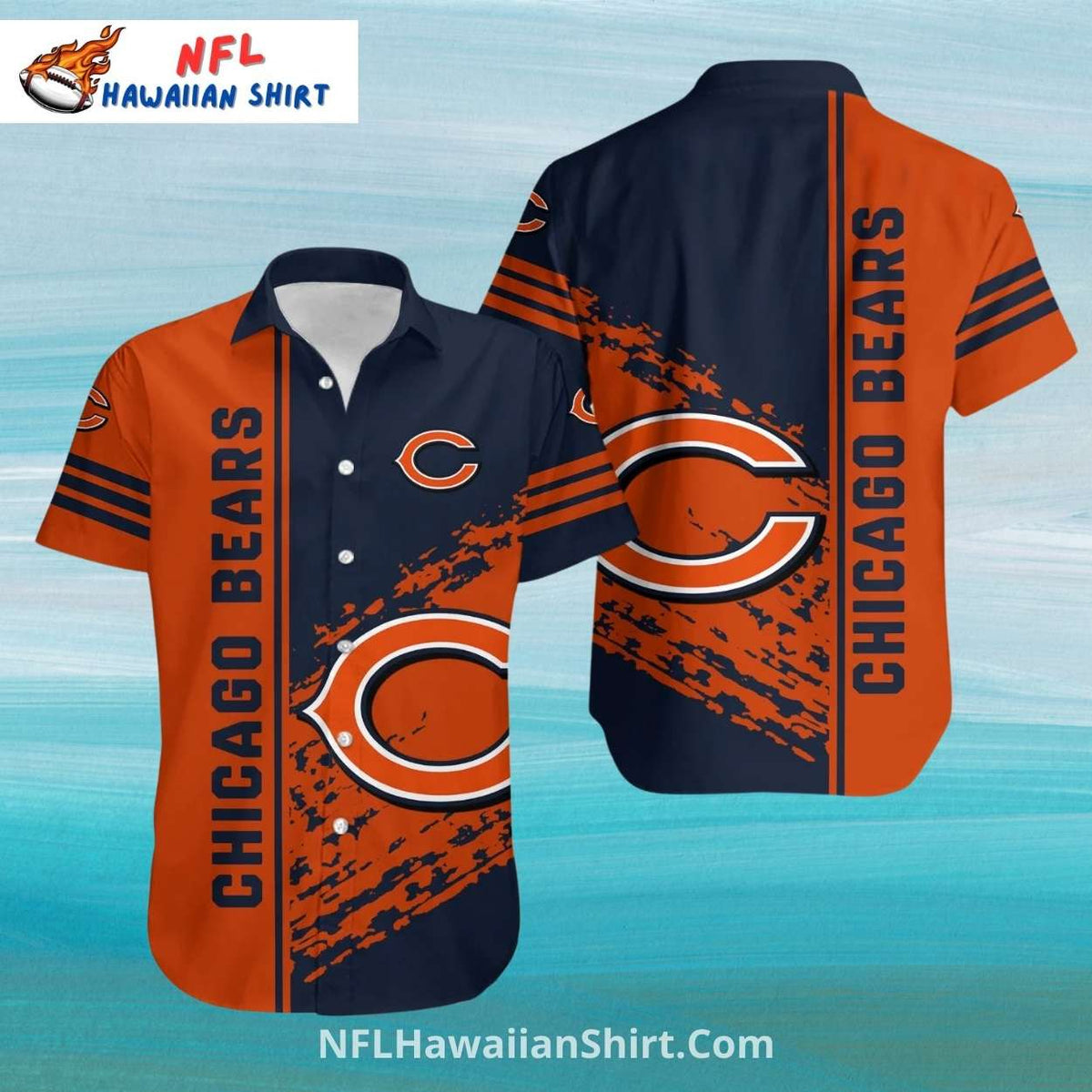 Chicago Bears Hawaiian Shirt With Bold Stripe Pattern
