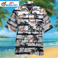 Chicago Bears Hawaiian Shirt With Grayscale Palm Tree Design