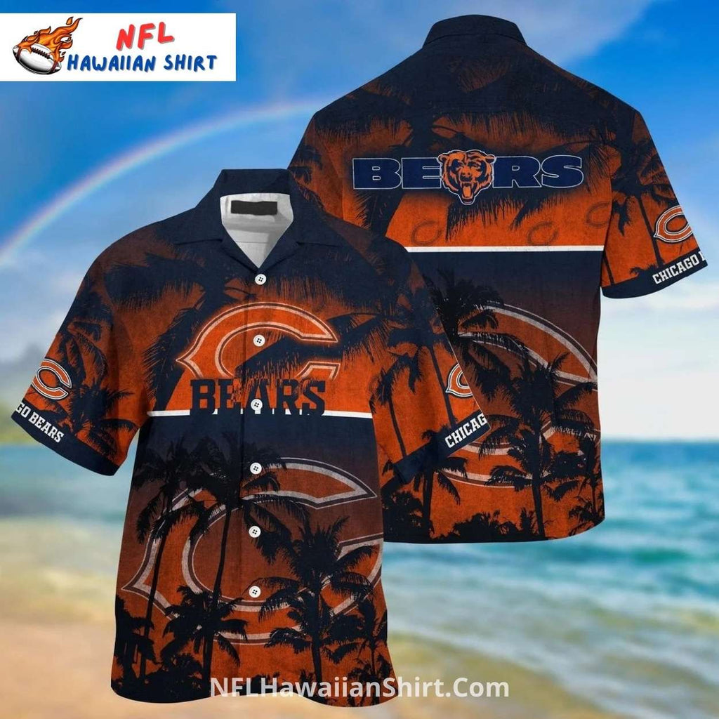Chicago Bears Hawaiian Shirt With Palm Tree And Sunset Look