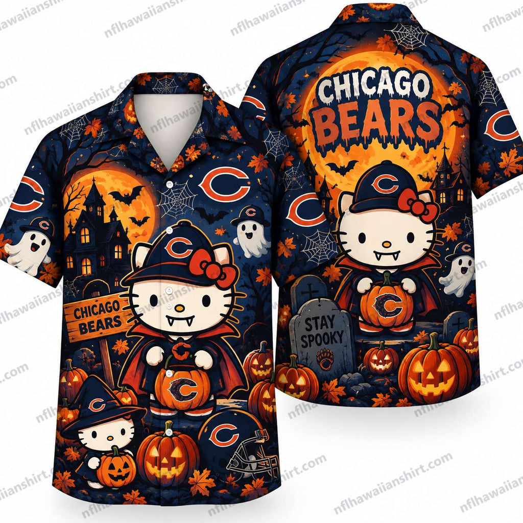 Chicago Bears Hello Kitty Halloween Hawaiian Shirt