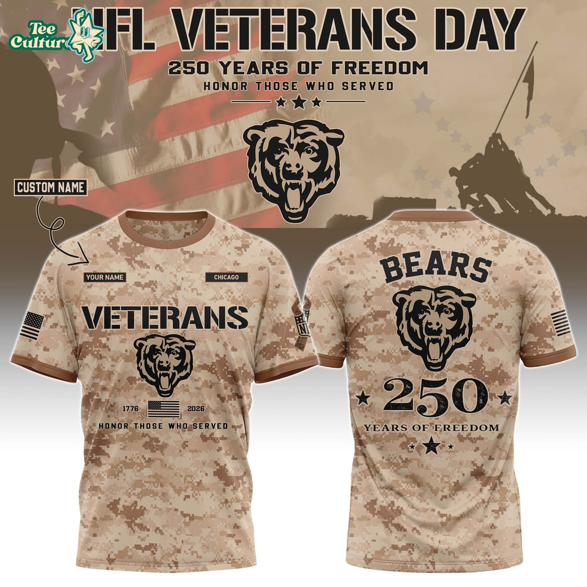 Chicago Bears NFL Veterans Day 2026 Limited Edition T-Shirt