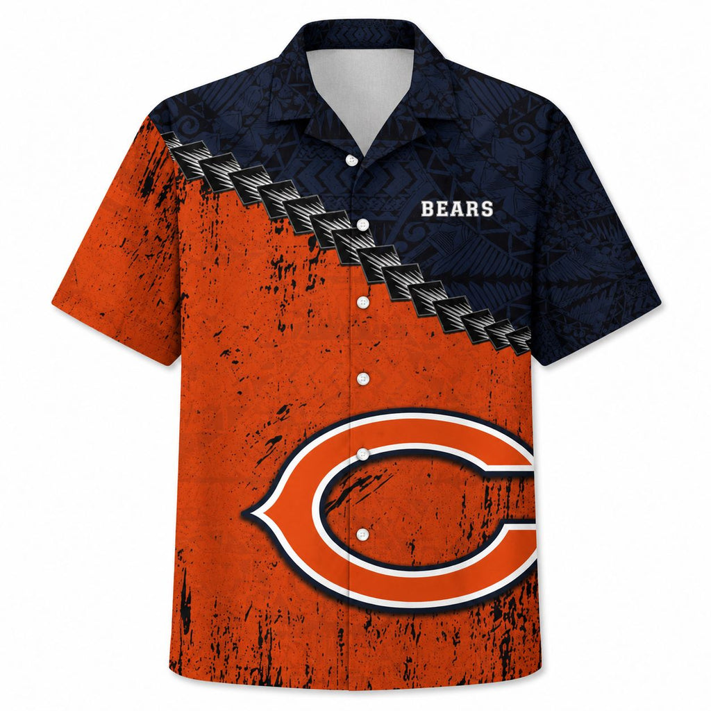 Chicago Bears Orange Wave Aloha Shirt