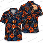Chicago Bears Rose Logo Repeat Halloween Hawaiian Shirt