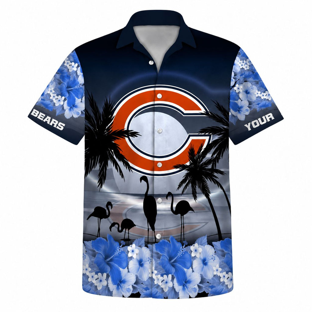 Chicago Bears Sunset Beach Palm Tree Custom Hawaiian Shirt