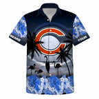 Chicago Bears Sunset Beach Palm Tree Custom Hawaiian Shirt