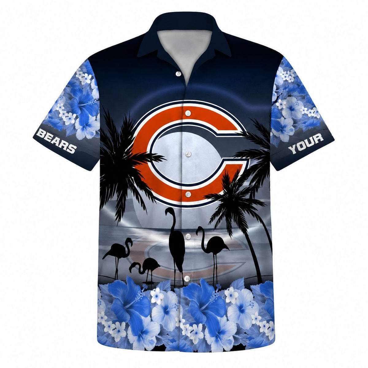 Chicago Bears Sunset Beach Palm Tree Custom Hawaiian Shirt