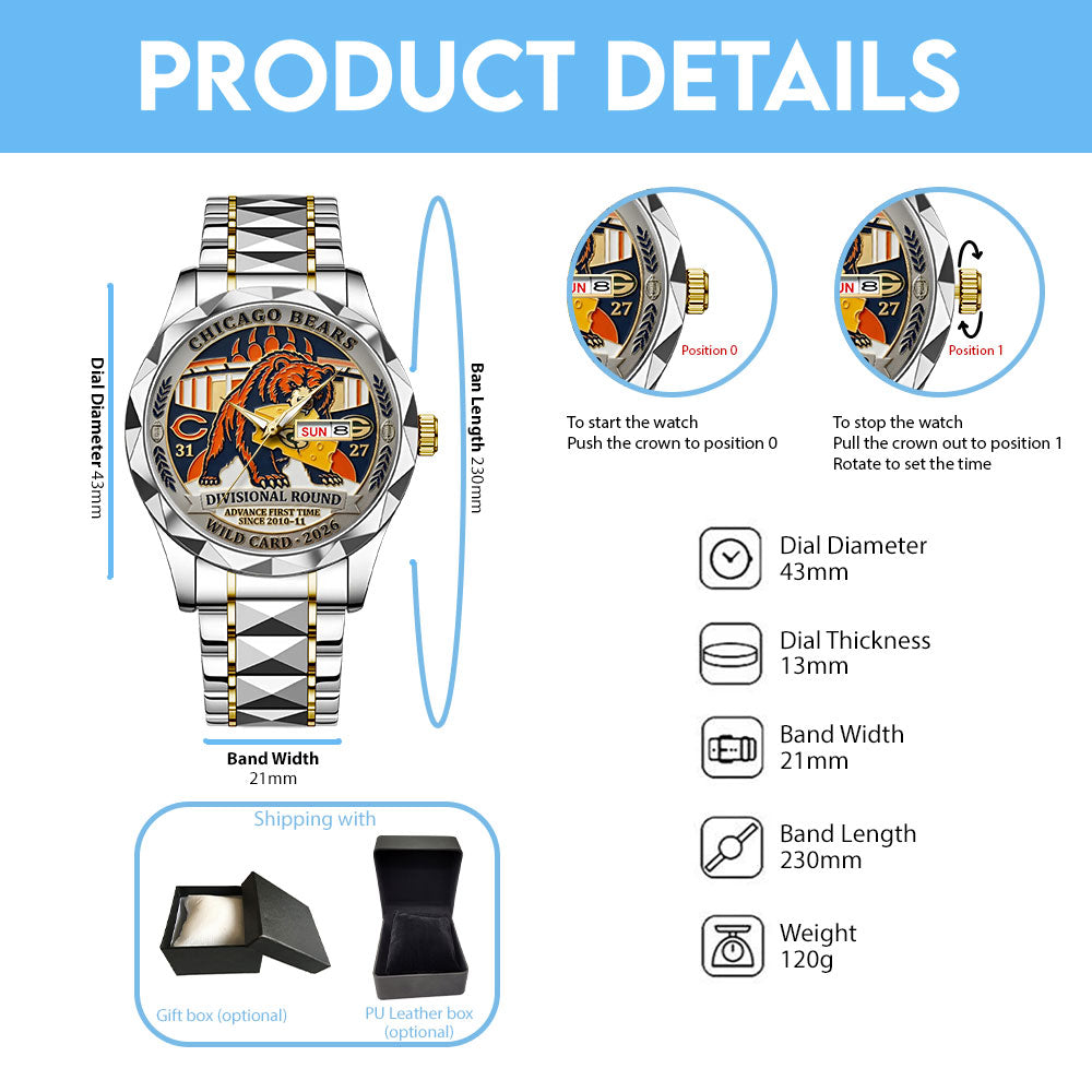 Chicago Bears Wild Card 2026 Alloy Luxury Quartz Watch - TANTN20502