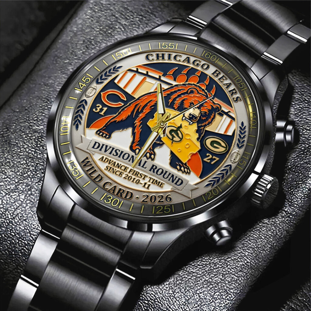 Chicago Bears Wild Card 2026 Black Stainless Steel Watch - TANTN20503