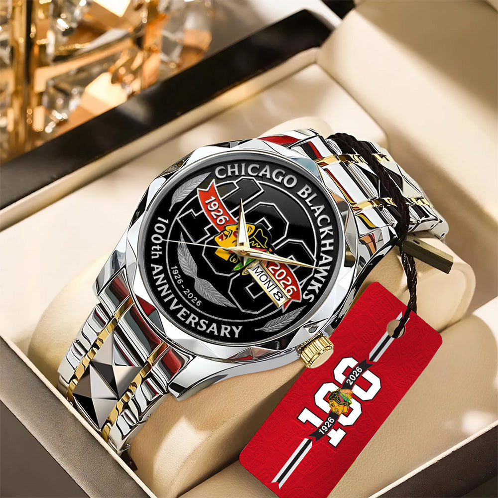Chicago Blackhawks 100th Anniversary 2026 Alloy Luxury Quartz Watch - GNE4342