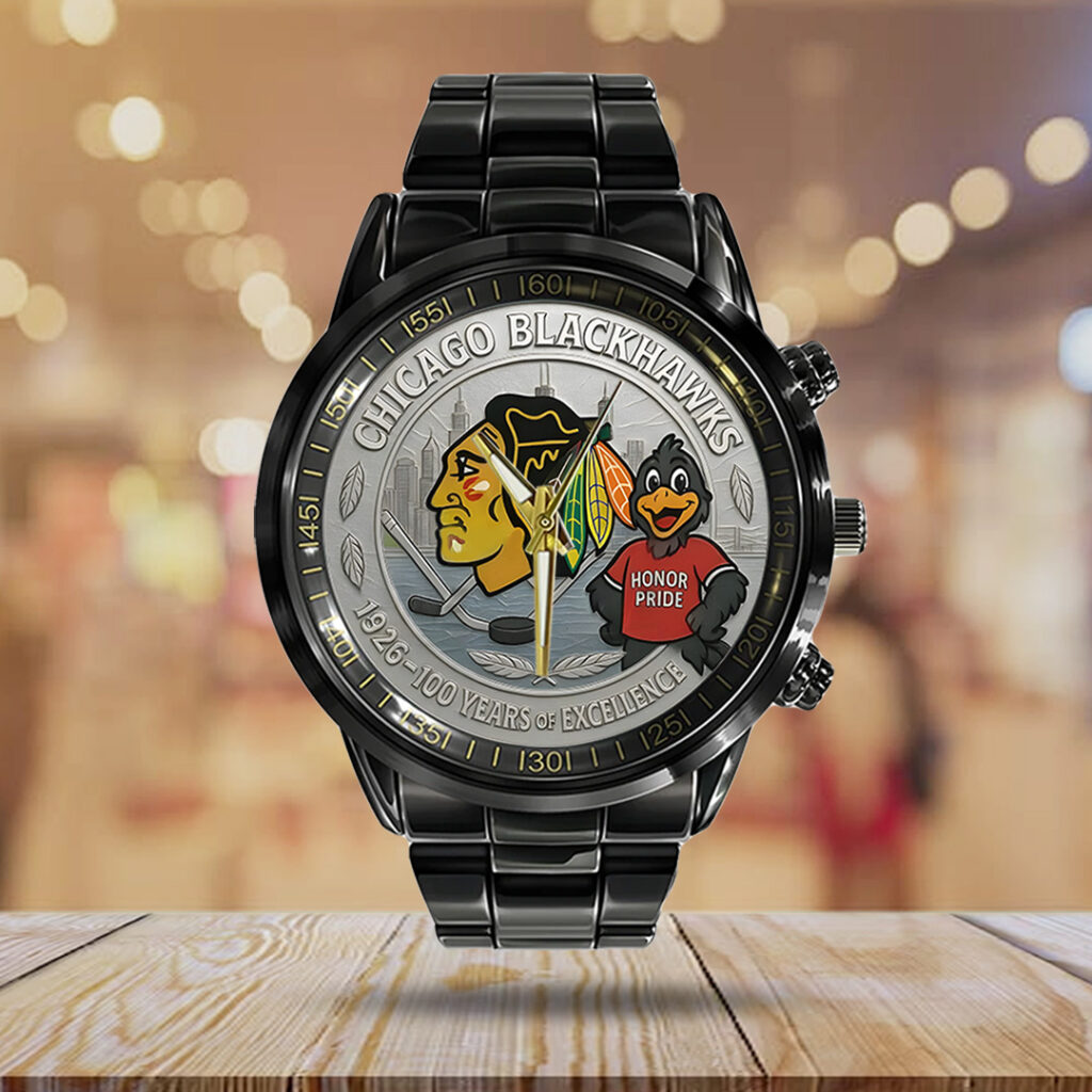 Chicago Blackhawks 100th Anniversary 2026 Black Stainless Steel Watch - TANTN16099