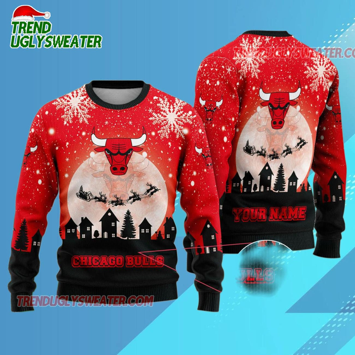Chicago Bulls Sleigh Ride Showdown Ugly Christmas Sweater