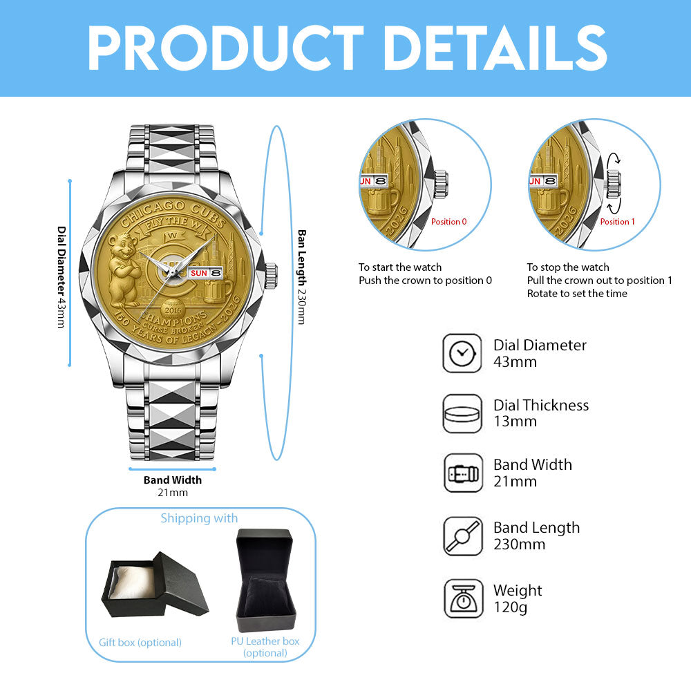 Chicago Cubs 150th Anniversary 2025 Alloy Luxury Quartz Watch - TANTN16490