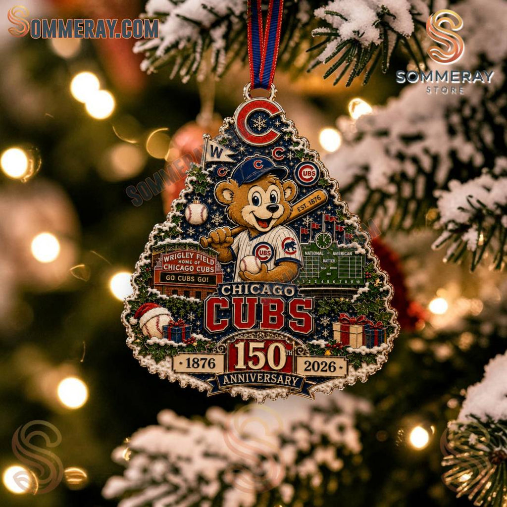 Chicago Cubs 150th Anniversary Tree Christmas Ornament