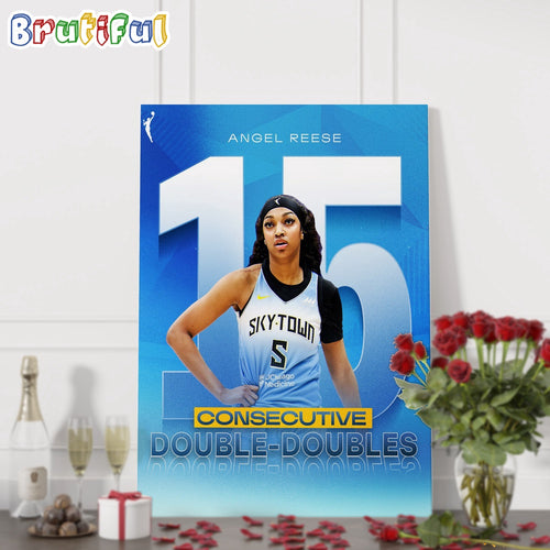 Chicago Sky Angel Reese Consecutive Double Double Basketball Wall Art Poster Canvas