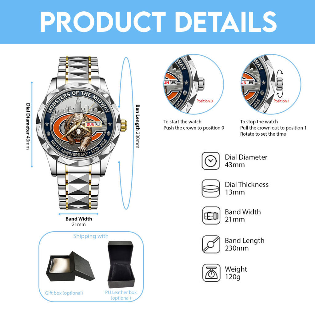 Chicago Bears 105th Anniversary Alloy Luxury Quartz Watch - TMTHU2851
