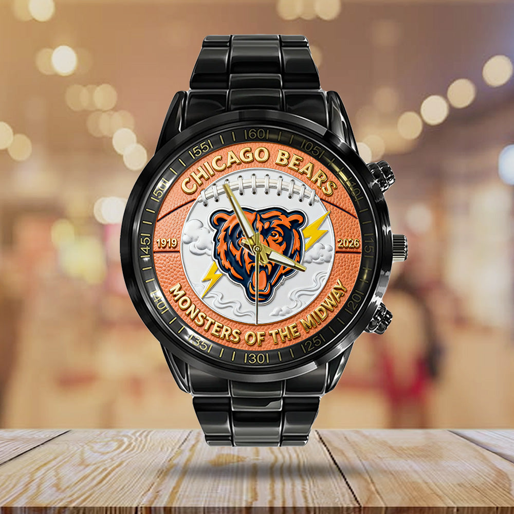 Chicago Bears 107th Anniversary 2026 Black Stainless Steel Watch - TANTN18558