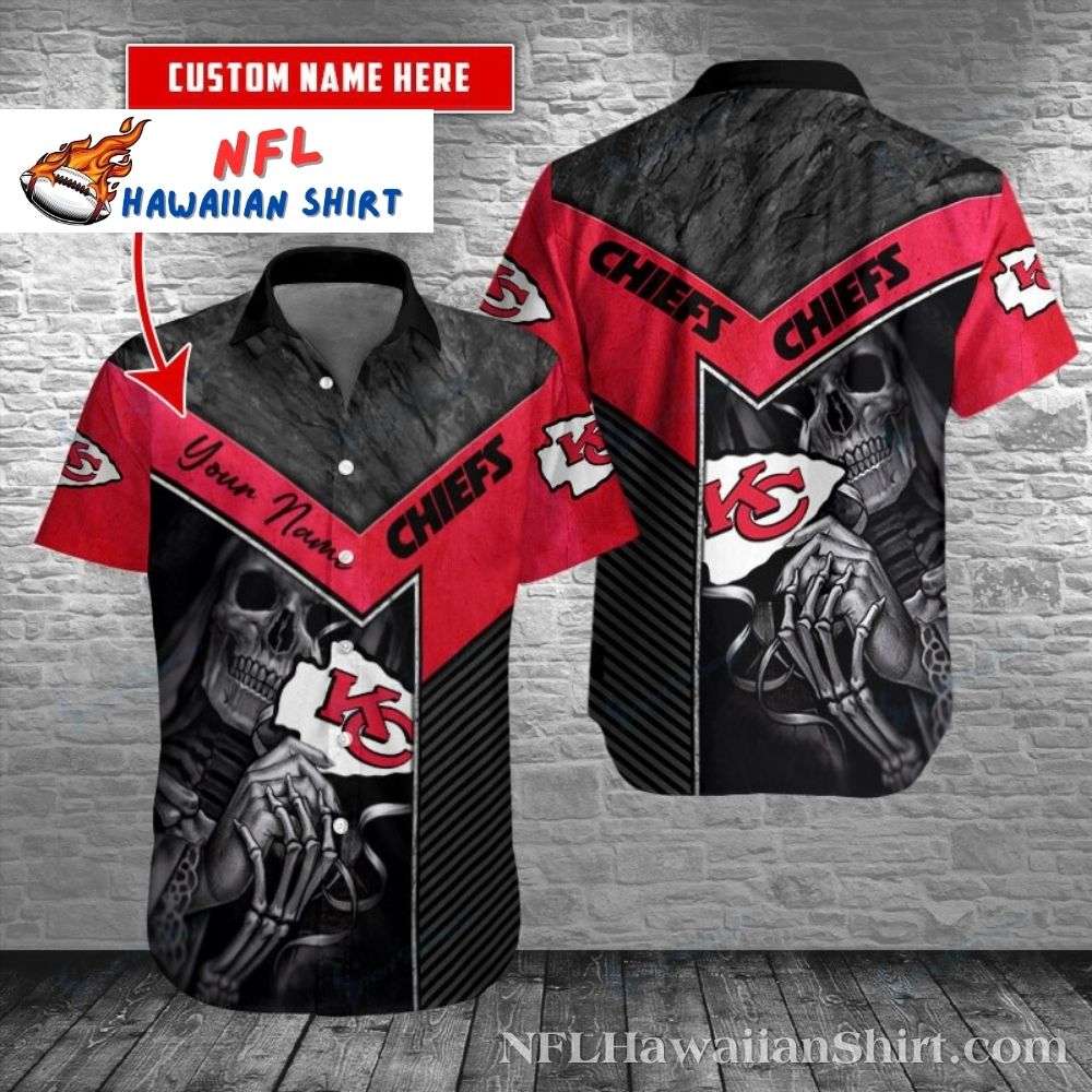Chiefs Dark Knight Customizable Kansas City Hawaiian Shirt: Skull, Stone Texture, Custom Name