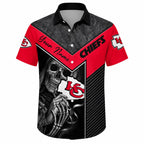 Chiefs Dark Knight Customizable Kansas City Hawaiian Shirt: Skull, Stone Texture, Custom Name