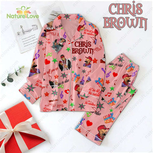 Chris Brown Kiss Kiss Valentines Pajamas Set for Lover