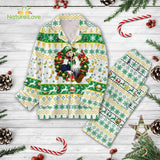 Christmas Mario and Xmas Wreath Green Pajamas Set
