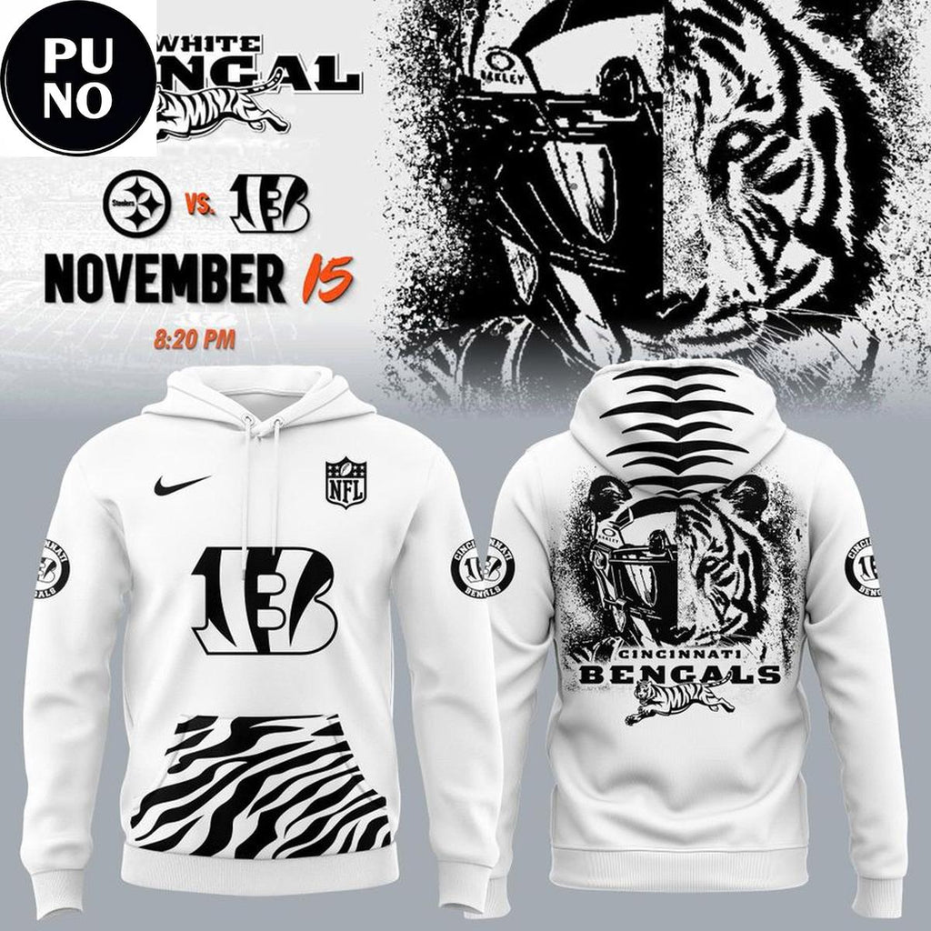 Cincinnati Bengals 2026 White Bengal Hoodie T-Shirt