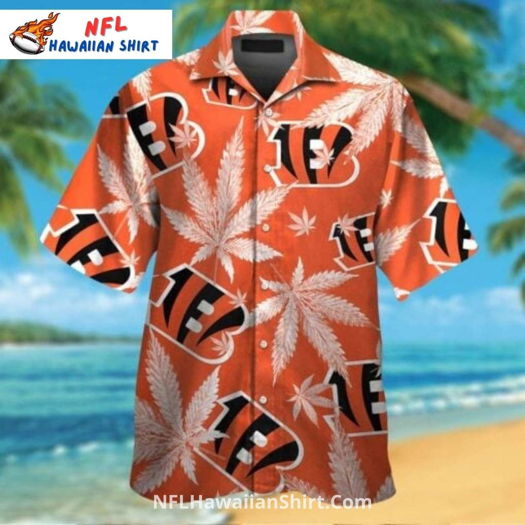 Cincinnati Bengals Aloha Shirt With Cannabis Leaf Design
