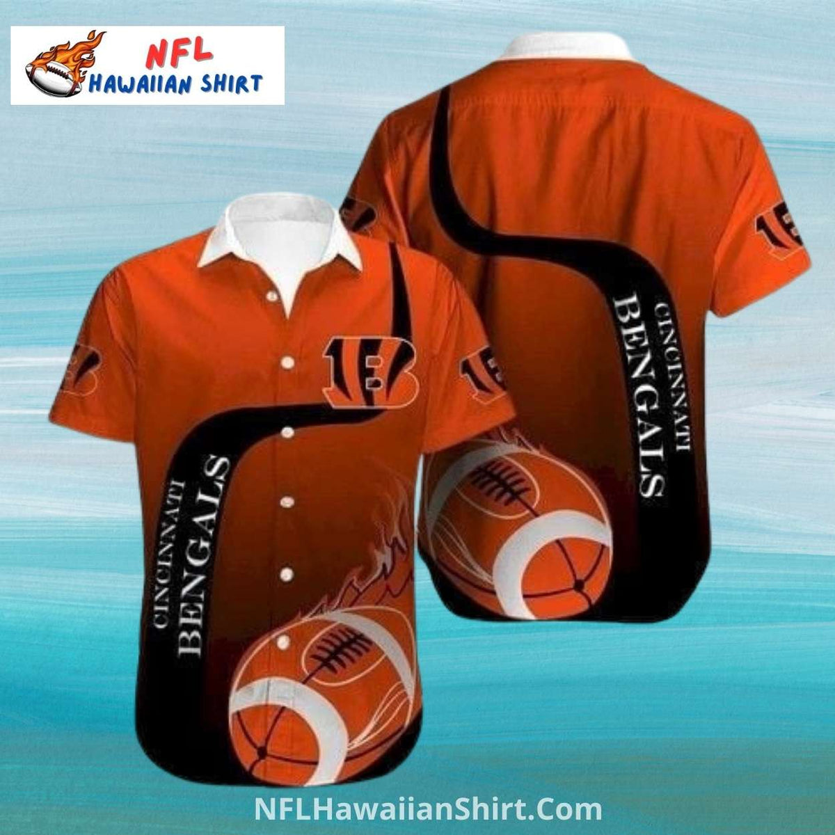 Cincinnati Bengals Aloha Shirt With Football Flames Design