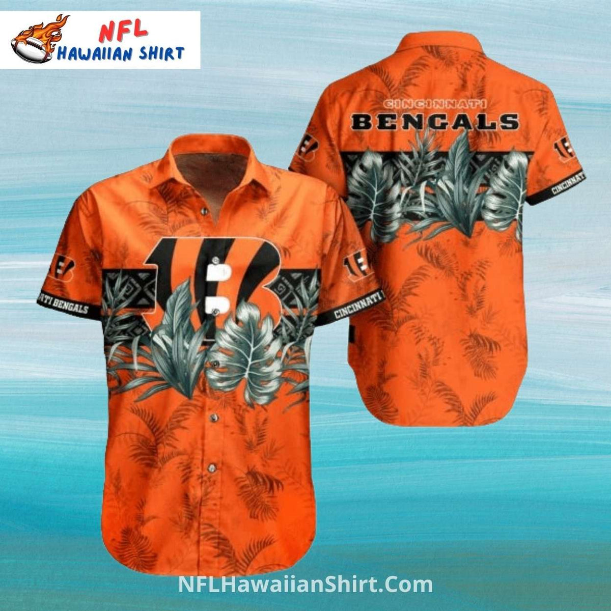 Cincinnati Bengals Aloha Shirt With Green Leaf Design
