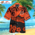 Cincinnati Bengals Aloha Shirt With Palm Beach Scene